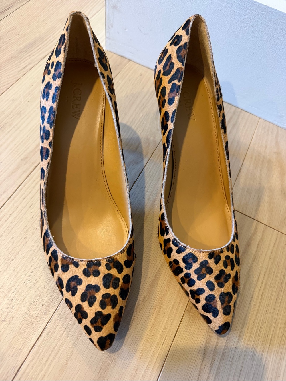 J. Crew Leopard-Print Pointed Toe Pumps in Tan and Black